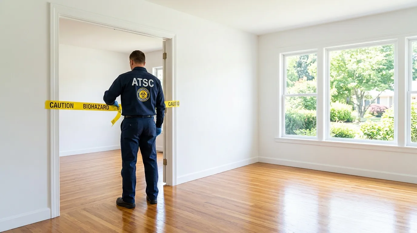 Certified biohazard cleanup crew performing Decomposition Cleanup in Draper